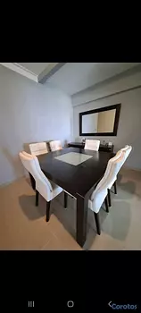 muebles y colchones - Comedor + credenza + espejo acabado en nogal | Venta por mudanza | Leer descrip.