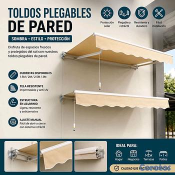 herramientas, jardines y exterior - toldo de pared plegables 