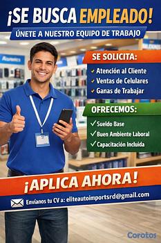 empleos disponibles - Se busca personal para tienda de celulares 