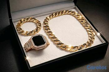 joyas, relojes y accesorios - Un set de joyas completo: reloj, cadena y pulsera de acero inoxydable 