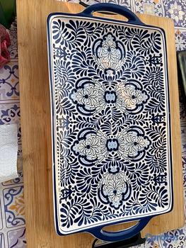 decoración y accesorios - bandeja azul/blanco