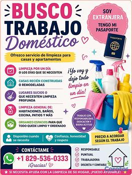 servicios profesionales - busco trabajo domestico de un dia o mas  leer desc