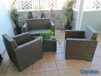 muebles y colchones - Juego de Muebles para Terraza o Galería de fibra, con sus cojines. 