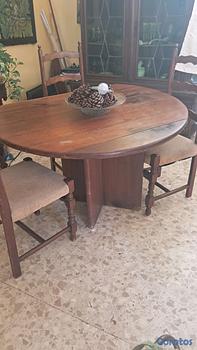 muebles y colchones - comedor redondo de caoba centenaria