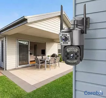 accesorios para electronica - Cámara Doble Lente 4MP Exterior - Gira 360° - WiFi