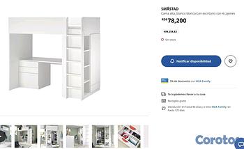 muebles y colchones - cama alta con gavetero y estantes 