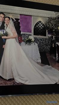 ropa para mujer - Vestido de novia con cola, clásico blanco hueso. E