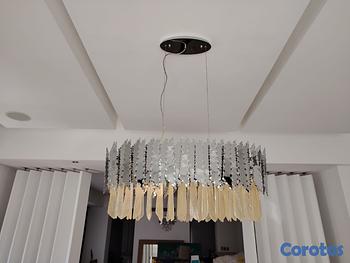 decoración y accesorios - Lámpara de techo, en cristal y acero inoxidable