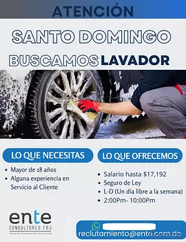 empleos disponibles - LAVADOR- SANTO DOMINGO