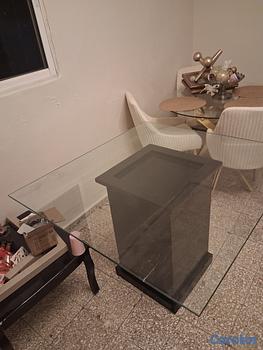 muebles y colchones - Mesa cuadrada de tope de cristal, base de hidrofug