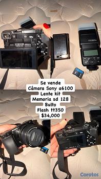 camaras y audio - Sony a6100+ lente kit+flash+SD card+ bulto 