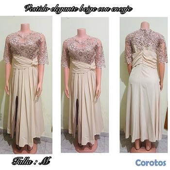 ropa para mujer - Vestido elegante beige con encaje 