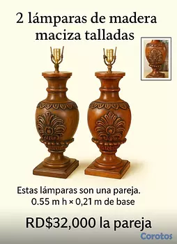 decoración y accesorios - Lámparas de mesa en madera Marisa tallada.  (Pareja)