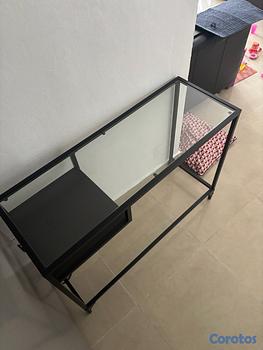 decoración y accesorios - Escritorio de hierro y cristal