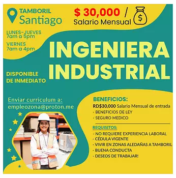 empleos disponibles - SANTIAGO - Ingeniera Industrial