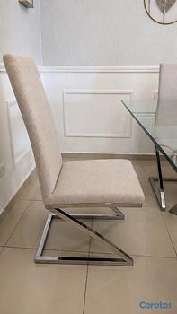 muebles y colchones - Comedor moderno 6 sillas + mesa de cristal como nu