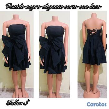 ropa para mujer - Vestido negro corto con lazo 