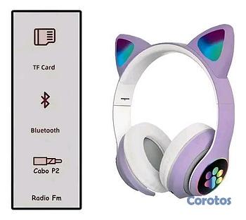 camaras y audio - 🎧🐱 Audífonos Bluetooth con diseño de gato (LED)