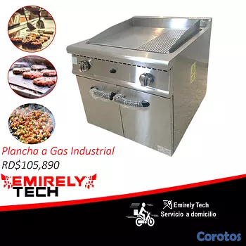 equipos profesionales - Estufa Plancha a Gas Industrial carnes vegetales 