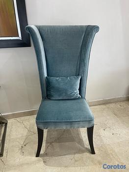 muebles y colchones - Butacas azules con espaldar alto