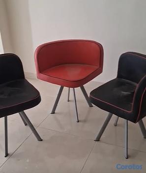 muebles y colchones - Sillas tapizadas negra muy resistente
