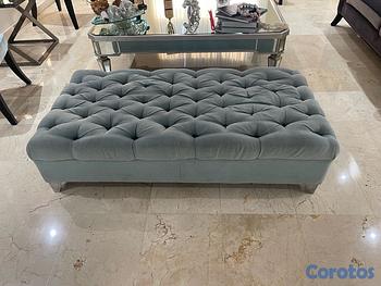 muebles y colchones - Otomaman Capitone azul