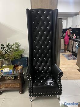 muebles y colchones - Sillón alto en piel genuina 