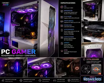 computadoras y laptops - 🎮🔥 PC Gamer Ryzen 5 3600 + GTX 1660 Super + Líquid