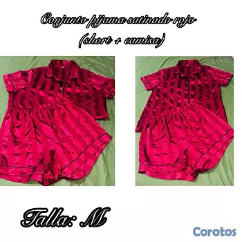 ropa para mujer - Conjunto  pijama satinado rojo 