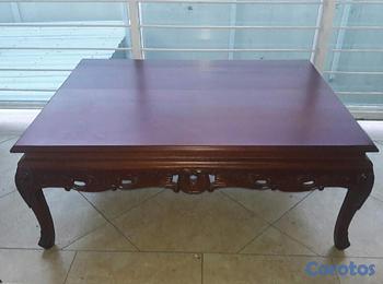 muebles y colchones - Mesa de centro grande y dos mesas laterales en CAOBA