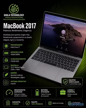 computadoras y laptops - MacBook 💻 2017 i7 500gb 16gb ssd 