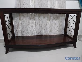 decoración y accesorios - Mesa de caoba tope de vidrio 