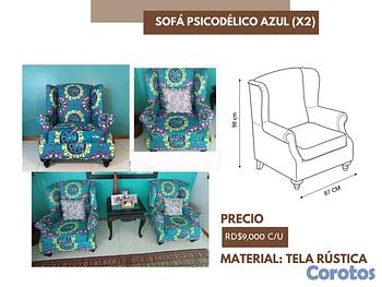 muebles y colchones - par de Sofá psicodélico azul 