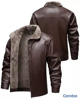ropa para hombre - Chqueta marrón de cuero para hombre talla L 