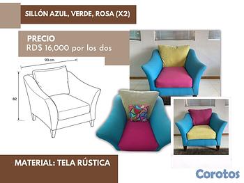 muebles y colchones - Par de Sillón verde, azul y rosa