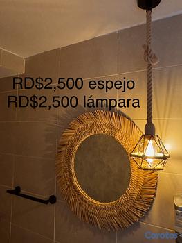 decoración y accesorios - Espejo redondo decorativo + lámpara colgante