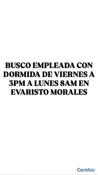 empleos disponibles - Empleada Domestica para fines de semana en el dist