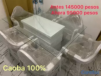 muebles y colchones - comedor 6 sillas blanco elegante en CAOBA 100% - nuevo sellado belleza calidad 