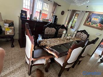 muebles y colchones - juego de comedor 6 sillas en caoba