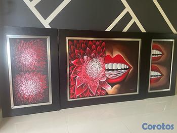decoración y accesorios - vendo juego de 3 cuadros valorados en RD$8000 pesos de oportunidad en RD$3000