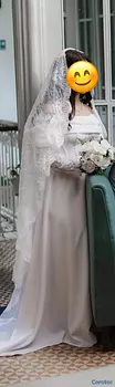 ropa para mujer - Vestido de novia con velo incluido 