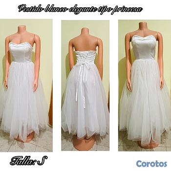 ropa para mujer - Vestido blanco elegante tipo princesa 