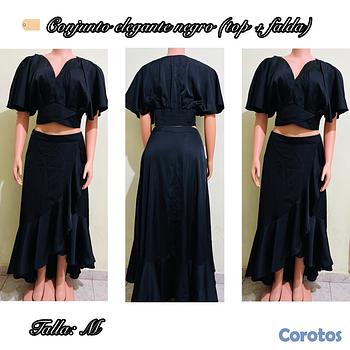 ropa para mujer - Vestido negro elegante (Top+falda )