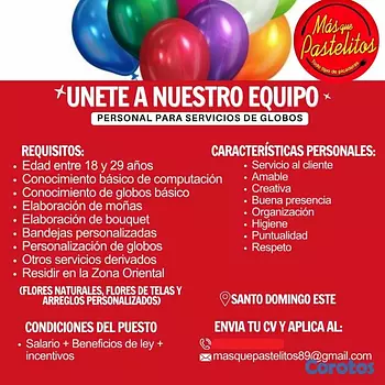 empleos disponibles - Se busca Personal para Tienda de globos 